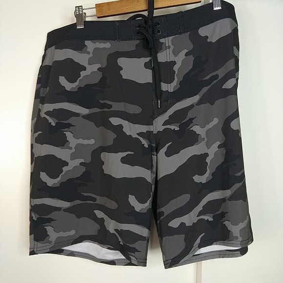 RVCA Other - RVCA Shorts Mens Size 38 Grey Black Camo Surf Swim Trunks Board Industry